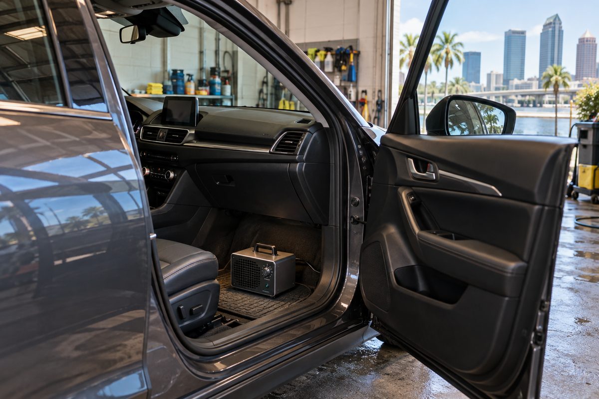 Macro engineering view of ceramic porous automotive scent refill tablets on grid surface